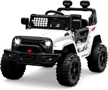 Дитячий електромобіль 12V з пультом, амортизацією, LED, Bluetooth, 2 швидкості, для дітей 3-8 років, білий