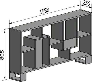 Скраут Головна - Дизайнерська полиця - - Вертикальна або горизонтальна етажерка - Зигзагоподібна модель - Легка збірка - Дуже стійка - Деревина Es (дуб, 168 х 69 х 25 см)