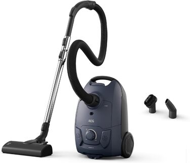 Пилсос AEG CLEAN 5000 з мішком, висока потужність всмоктування, корпус з переробленого пластику, насадка AllFloor з кріпленням, 2в1 багатофункціональна насадка, радіус дії 8,5м, миючий гігієнічний фільтр, колір блакитний