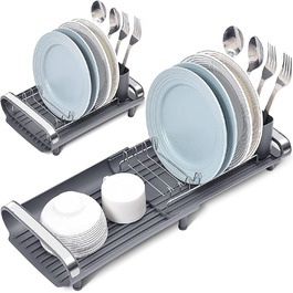 Сушарка для посуду Kingrack, невелика розширювана корзина для сушіння посуду, сушарка для посуду з нержавіючої сталі, антикорозійна підставка для посуду