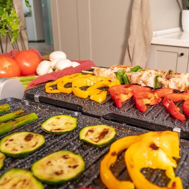 Електричний гриль Cecotec Rock'nGrill Dual 2000 Вт з незалежним регулюванням температури, знімні антипригарні пластини, відкривання на 180º (2400 Вт | Blaze)