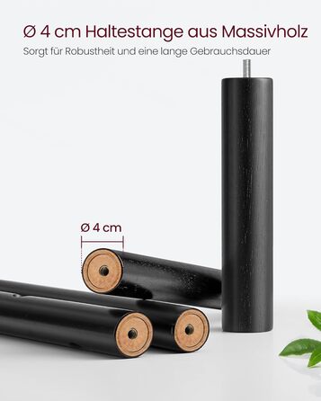 Стійка для одягу VASAGLE, дерев'яна, з 8 гачками, для передпокою, чорна, RCR010B01