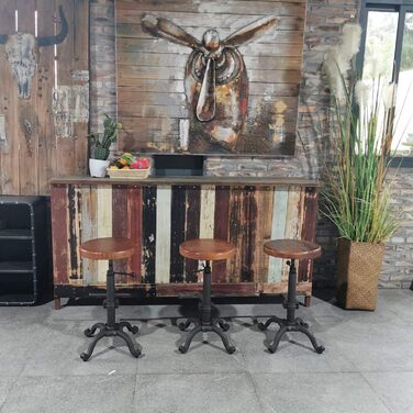 Стілець-табурет Topower Industrie Retro Vintage з дерева, стилі фермерський, регульована висота, чорний