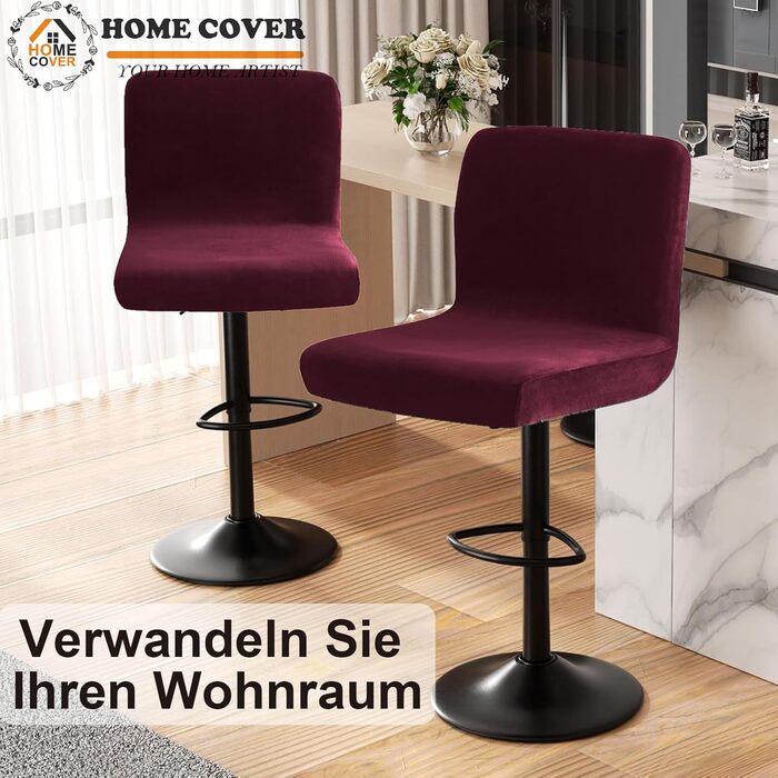 Чохли на барні стільці HOMECOVER з підлокітниками, червоний (набір 4 шт.)