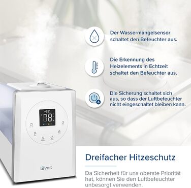 Зволожувач повітря LEVOIT Smart 6L з ароматерапією, верхній залив, холодний/теплий туман, керування Alexa/APP, режим сну, таймер 1-12 год, для спальні, дитячої кімнати, рослин до 40–70 м²