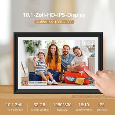 FRAMEO Цифровий фоторамка 15.6 дюймів WiFi, FHD 1920x1080, 32GB, IPS сенсорний екран, автоповорот, кріплення на стіну. Діліться фото та відео через додаток FRAMEO
