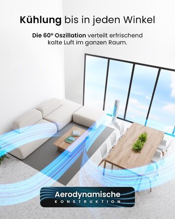 Турбовентилятор Pro Breeze з дистанційним керуванням, 76 см, осциляція 65°, таймер, 3 швидкості, тихий, для спальні та офісу, білий