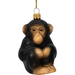 Підвіска для різдвяної ялинки SIKORA BS741 у вигляді скляної фігурки шимпанзе-преміум-лінія