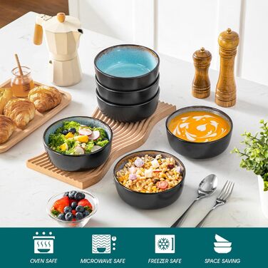 Набір посуду Vancasso AMBER на 12 осіб, 48 предметів: тарілки обідні, десертні, супові, миски (блакитний, реактивна глазур, для посудомийної машини)