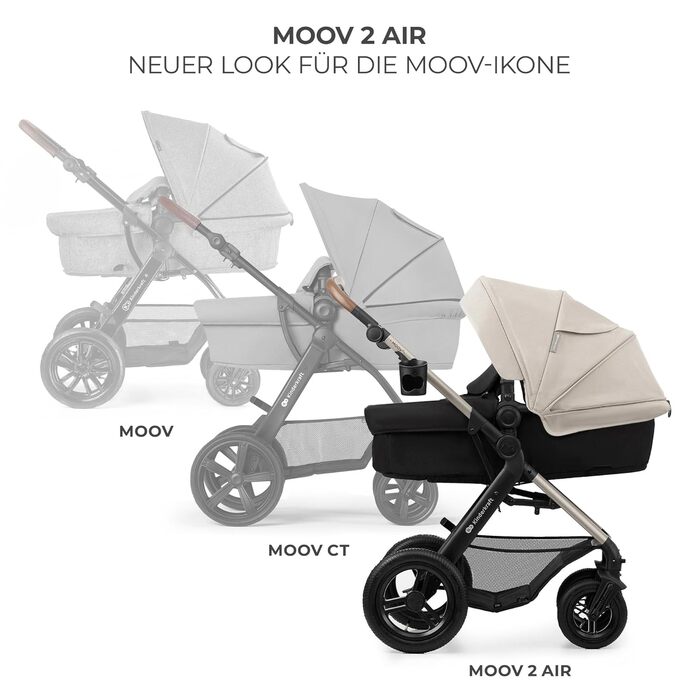 Дитяча коляска Kinderkraft MOOV2 4 в 1 з автокріслом I-SIZE, сіра (CLASSIC)