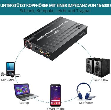 Портативний підсилювач для навушників YGiTK HiFi BASS, вихід 3,5 мм, 16-600 Ом, акумуляторний для MP3/ПК/телефону