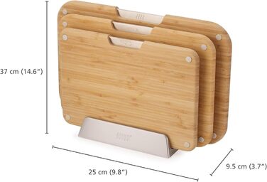Набір дерев'яних обробних дощок Joseph Joseph Nest Boards (3 шт.), бамбук, нековзкі ніжки, металевий тримач