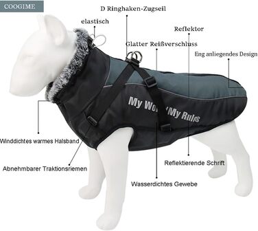 Водонепроникна світловідбиваюча зимова куртка для собак Coogime, чорна, розмір 5XL для середніх/великих собак