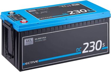 Акумулятор ECTIVE GEL DC230SC - 12 В, 230 Ач, з заправними пакетами, LCD дисплей - батарея VRLA глибокого циклу, сонячна батарея, батарея для човнів, стартерна батарея, свинцево-кислотна батарея для караванів, кемперів