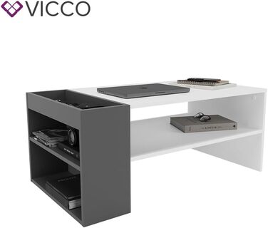 Журнальний столик Vicco Gerd, /Антрацит, 100 x 42 см (Білий)