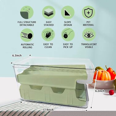 Організатор для яєць Virmate, 24 ячейки, зелений, для холодильника