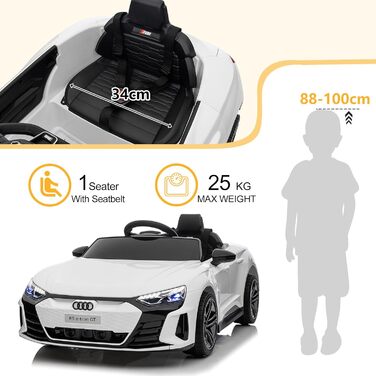Дитячий електромобіль LEADZM 12V з музикою, сигналом і фарами, радіокерування 2,4G, швидкість 3-5 км/год, білий