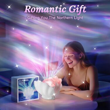 Проєктор зоряного неба Nordlicht, нічник-мушля для спальні, декоративний світильник-туман, декор для дитячої кімнати, милий декор кімнати, подарунок для підлітків дівчатам та хлопцям