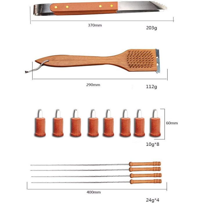Набір столових приборів для барбекю HGTRSDE, набір інструментів для гриля з нержавіючої сталі з 18 предметів, набір аксесуарів для гриля, повний набір столових приборів для барбекю барбекю з футляром для зберігання для сімейної вечірки в саду, кемпінгу