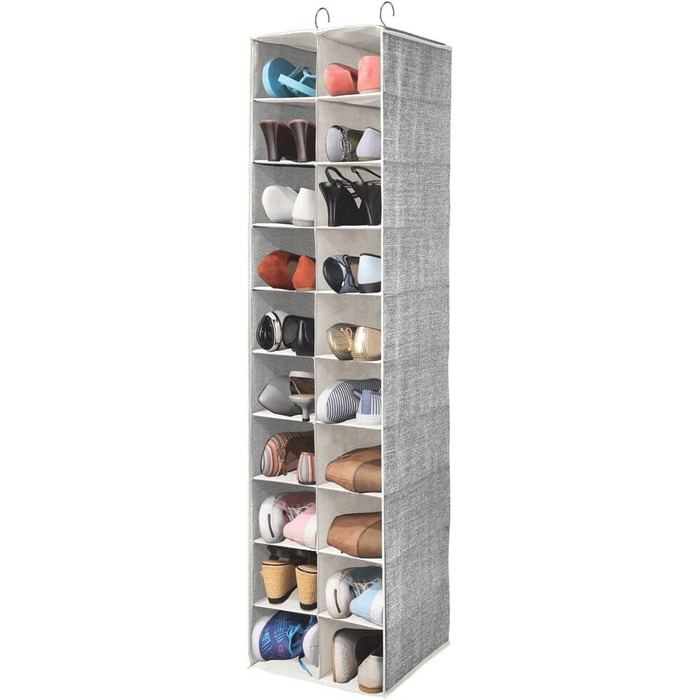 Підвісне сховище mDesign з 20 відділеннями-великий підвісний органайзер для Вішалки для одягу-компактне сховище для взуття та одягу- (чорний / кремовий)