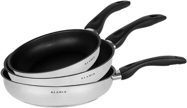 Набір каструль KLAMER Topfset Induktion – преміум якість, нержавіюча сталь, з кришкою з термостійкого скла, без антипригарного покриття, підходить для індукційних плит, можна мити в посудомийній машині, енергозберігаючий, для духовки та з мірною шкалою