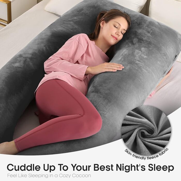 Подушка для вагітних W&D's Dream 160 см XXXL, подушка для годування, U-подібна форма, сіро-темний колір, 160*78 см