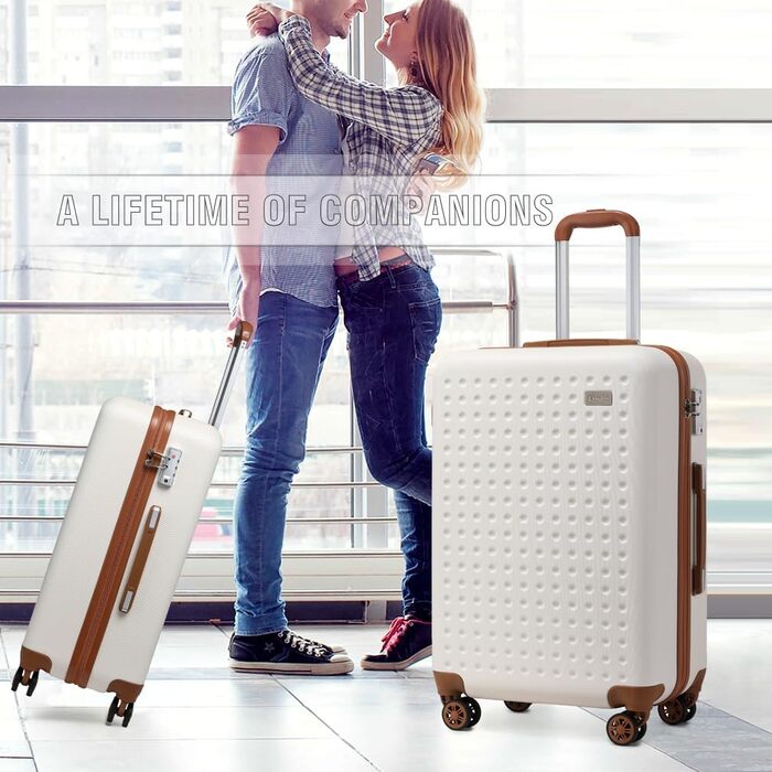 Чемодан-валіза KONO з жорсткою ABS-оболонкою, 76 см, 100 л, білий, з TSA замком та 4 спіннерами