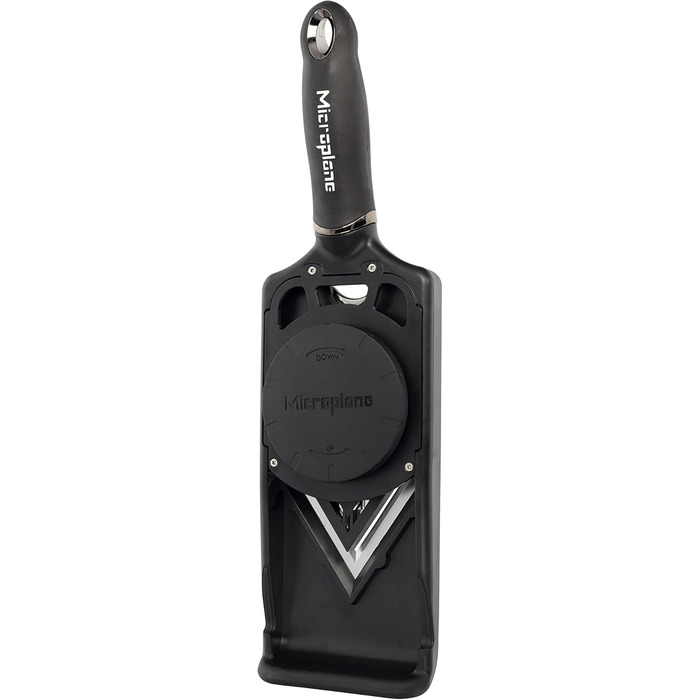 Мікроплан Регульований овочевий тертки з V-подібною та жульєнівською насадкою, з нержавіючої сталі, з захистом пальців