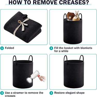 Кошик для білизни YOUDENOVA плетіний, 58 л, ручний, з бавовни (чорний)