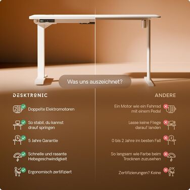 Електричний регульований стіл Desktronic HomePro 120x60 см – білий, з USB-портами