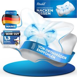 Ортопедична подушка з піною з пам'яті - подушка для шиї - ергономічна подушка для голови - для болю в шиї - подушка для тих, хто спить на боці, біла