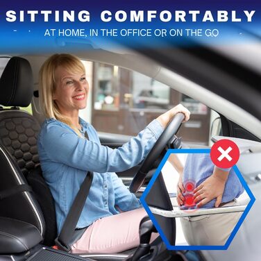 Ергономічна подушка під поперек Healthfix з ефектом пам'яті для офісного стільця, авто та дивана (розмір Medium, 70-90 кг)