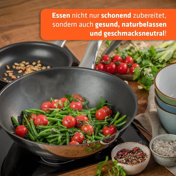 Пан з нержавіючої сталі Berndes Napoli 28 см – універсальна, антипригарна, з капсульним дном та кварцовим покриттям