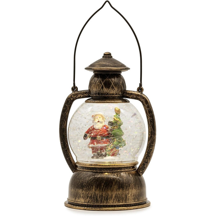 LED ліхтар Hellum у вигляді сніжної кулі на Новий рік, 14x20 см, з підсвіткою, на батарейках, для прикраси ялинки та дому