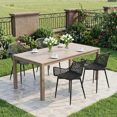 Набір садових стільців для відпочинку на терасі та балконі, чорний (8 шт.)