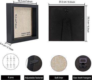 Рамка для фотографій GraduatePro для глибокого заповнення предметів, чорна зі склом, Весільна 3D коробка, декоративна настінна або настільна сімейна рама