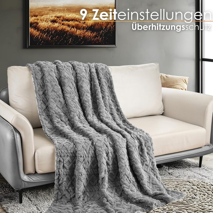 Електрична гріюча ковдра з автовимкненням 180x130 см, 9 температурних режимів, 40°C, пральна