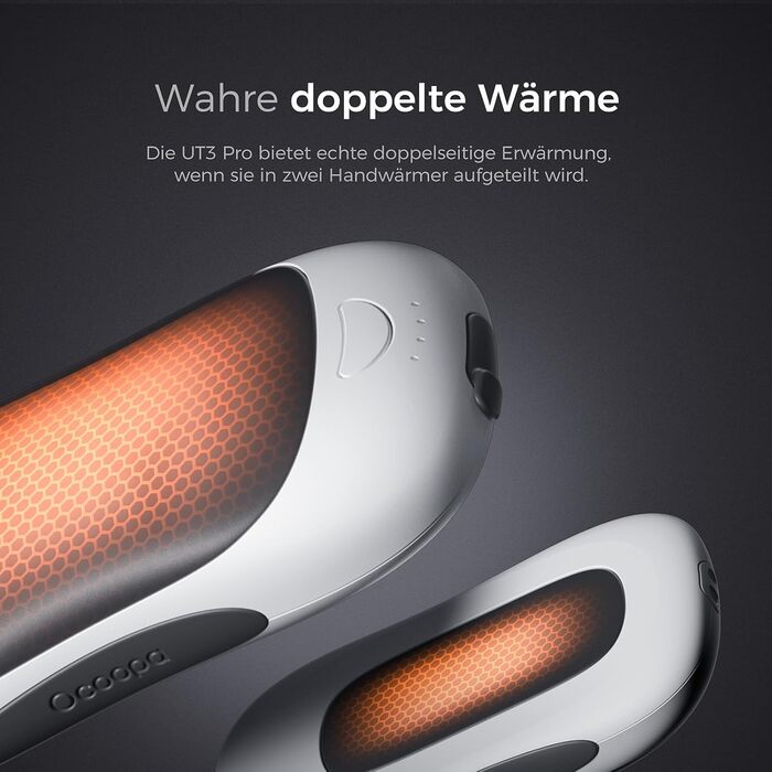 Електричні грілки для рук OCOOPA UT3 PRO 2 шт., 10000mAh, USB Powerbank, багаторазові, 4 режими нагріву, до 58°C, для чоловіків, ідеально для гольфу, полювання та кемпінгу, чорний