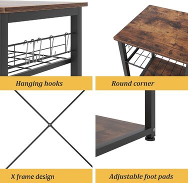 Стелаж для кухні та випічки Soges: місткий, чорний, з 3 полицями (ретро)