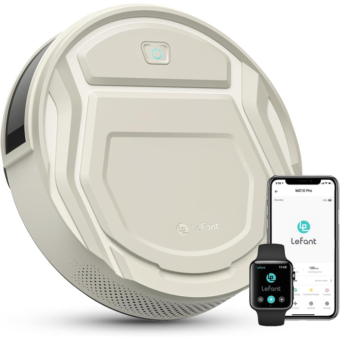 Робот-пилосос LEFANT M210P: потужність 2200 Pa, тиха робота 55dB, Wi-Fi, Bluetooth, Alexa, керування через додаток, час роботи 120 хвилин, для шерсті тварин та твердих поверхонь. Модель M210C