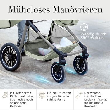 Дитяча коляска 3 в 1 з автокріслом та люлькою | Коляска для новонароджених з 5-точковим ременем безпеки | Кольори: світло-оливковий