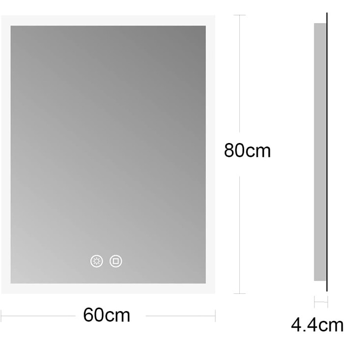 LED дзеркало для ванної кімнати Byecold з підсвічуванням, антизапітнінням, Wi-Fi годинником, датчиком та сенсорним вимикачем, 60x80 см