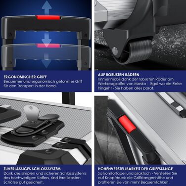 Набір інструментів MASKO 1400 предметів в алюмінієвому кейсі на колесах для дому, авто та хобі | Професійний інструментальний візок