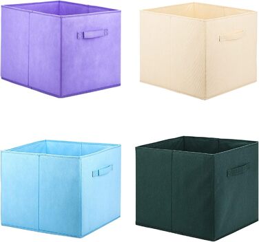 Коробка для зберігання тканини розміром 4 шт., складні ящики розміром 32 38 32 см, кубики для зберігання з ручками, Ящики для зберігання з тканини, ящик для зберігання для ящиків з каллак, спалень, шаф, (Різнокольоровий)