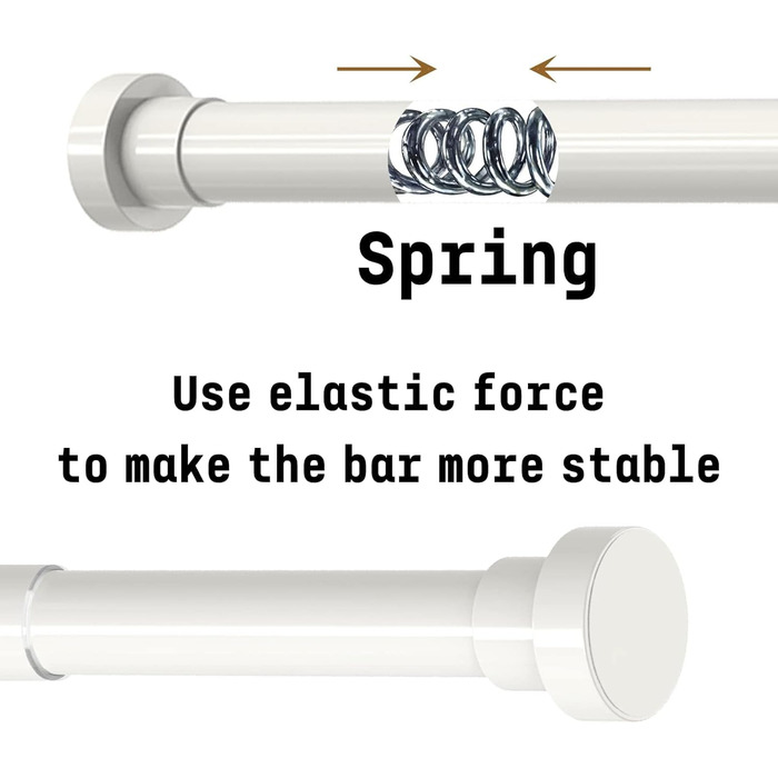 Штанга для душу без свердління, 85-270 см, чорна, Ø32 мм – для ванної, балкону, шафи