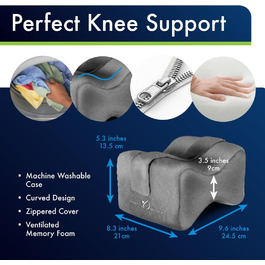 Ортопедична подушка для колін з піною Memory Foam - для тих, хто спить на боці, при болях в попереку та ішіасі. З інструкцією. Білий (сірий)