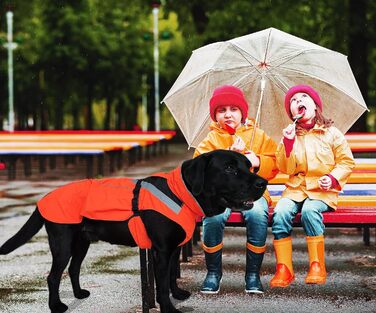 Водонепроникний світловідбиваючий дощовик для собак Lautus Pets, світло-помаранчевий, з отвором для льону (L)