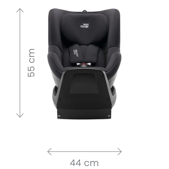 Автокрісло BRITAX RMER DUALFIX PLUS, включаючи вкладиш для новонароджених та ISOFIX, для дітей від 40 до 105 см (i-Size), народження - 4 роки, Midnight Grey