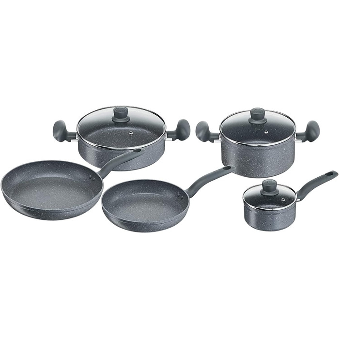 Набір посуду Lagostina Antea 8 предметів: каструлі та сковорідки, алюміній, сірий