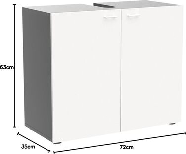 Тумба під умивальник Tetis, 72x63x35 см, графіт/білий глянцевий